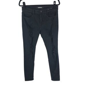 Express Womens Jeans Legging Mid Rise Stretch Distressed Black 6